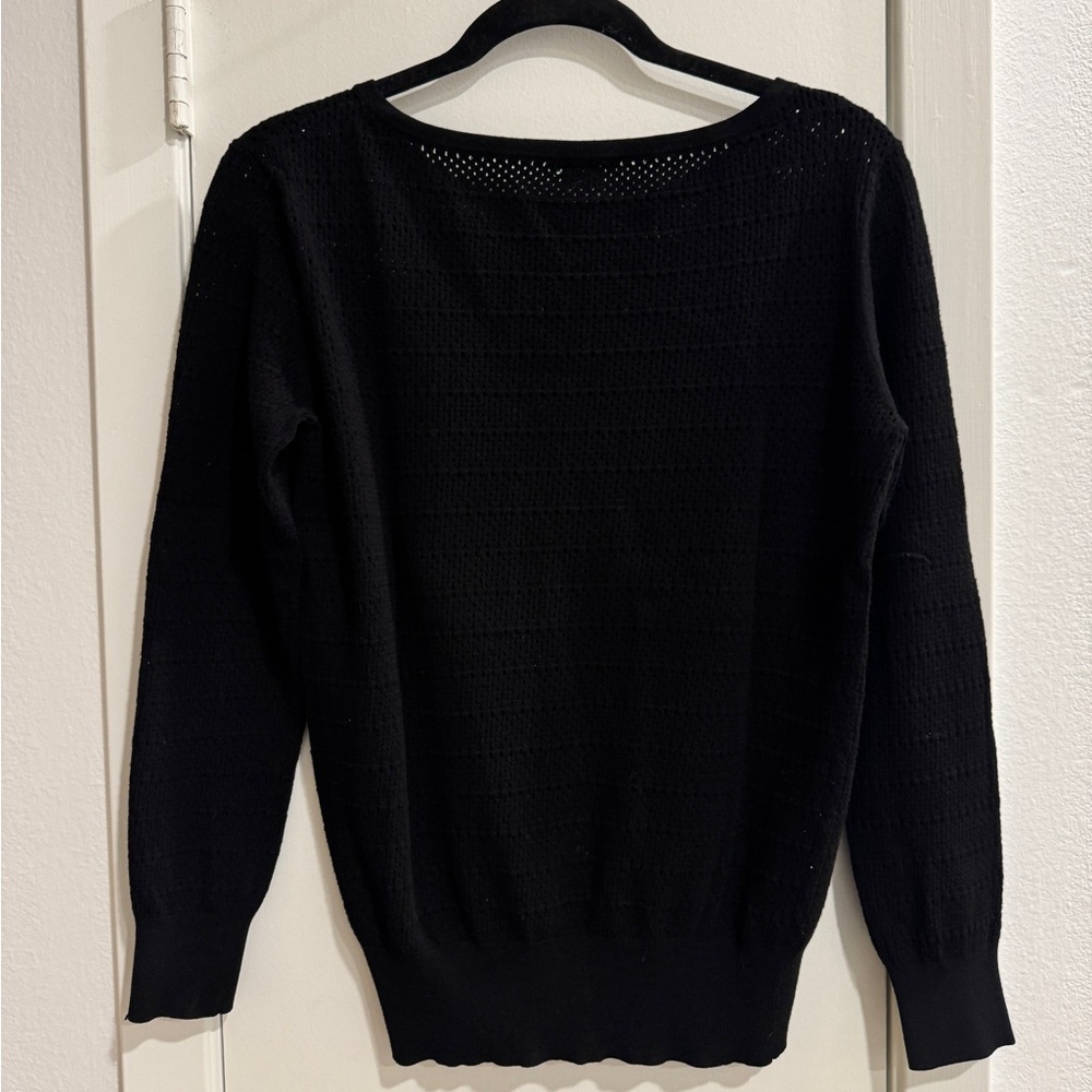 Theory Open-knit Black Sweater Krystaly Dreams Size L